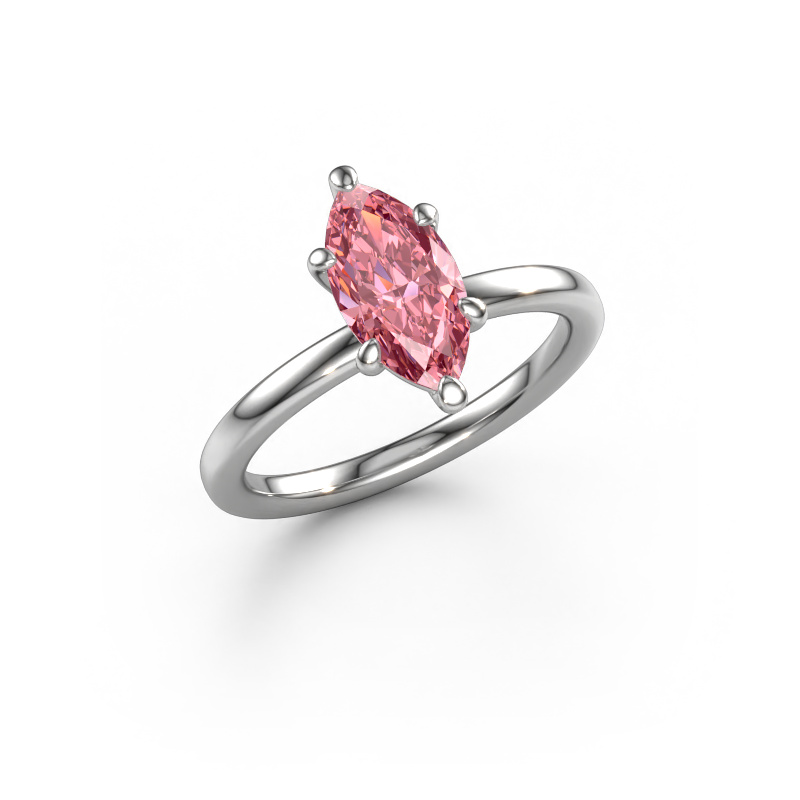 Image of Engagement ring Simone MRQ 1 585 white gold Pink lab grown diamond 11x5.5 mm