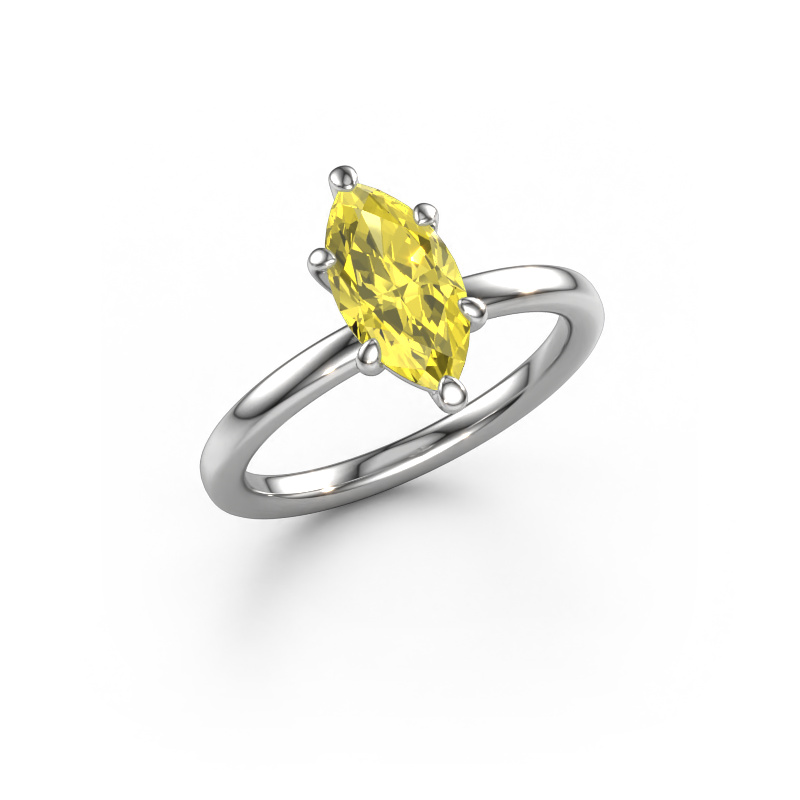 Image de Bague de fiançailles Simone MRQ 1 950 platine Diamants synthétiques jaune 11x5.5 mm