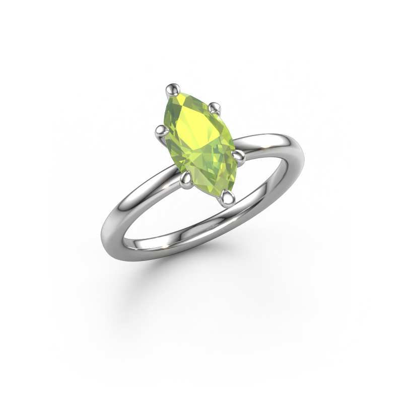 Image of Engagement ring Simone MRQ 1 585 white gold Peridot 11x5.5 mm