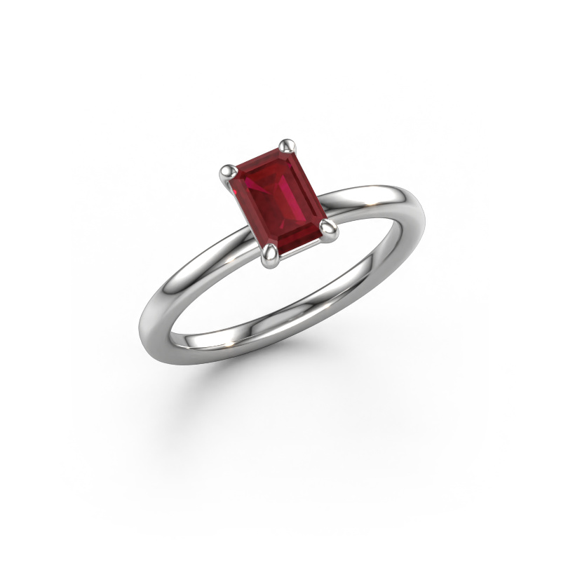 Image of Engagement ring Simone EME 1 950 platinum Ruby 6.5x4.5 mm