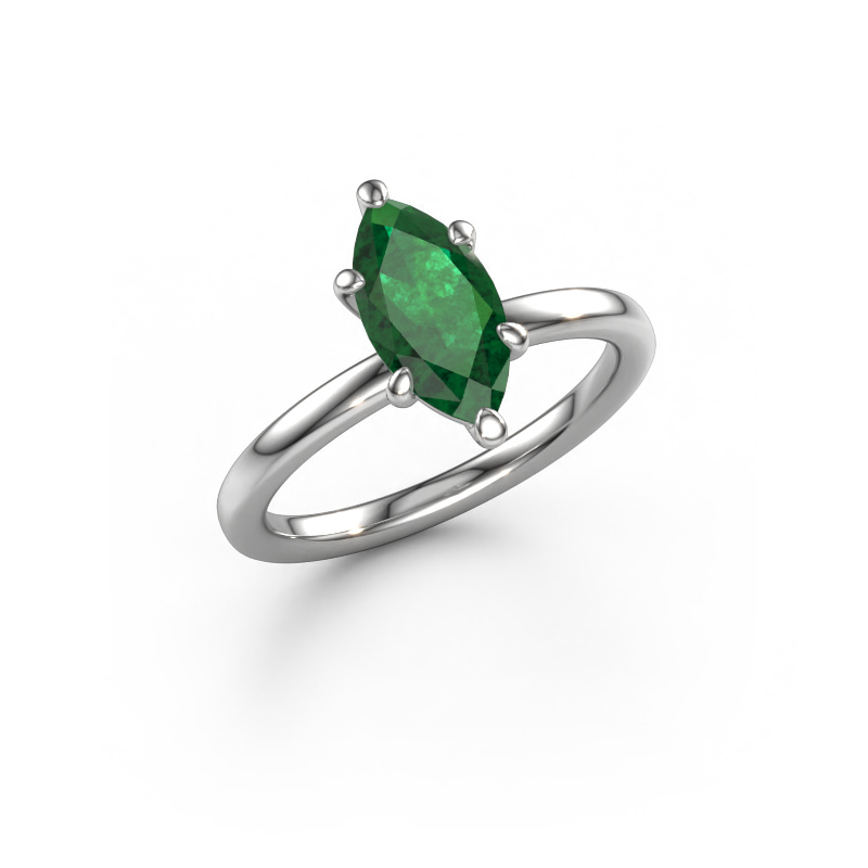 Image of Engagement ring Simone MRQ 1 585 white gold Emerald 11x5.5 mm