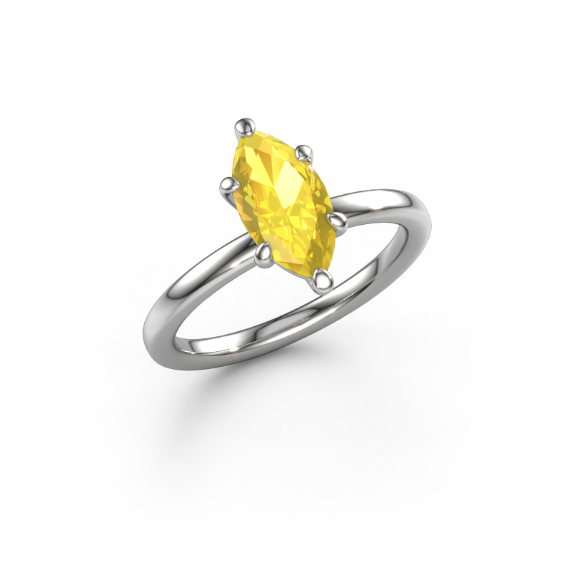 Image of Engagement ring Simone MRQ 1 585 white gold Yellow sapphire 11x5.5 mm