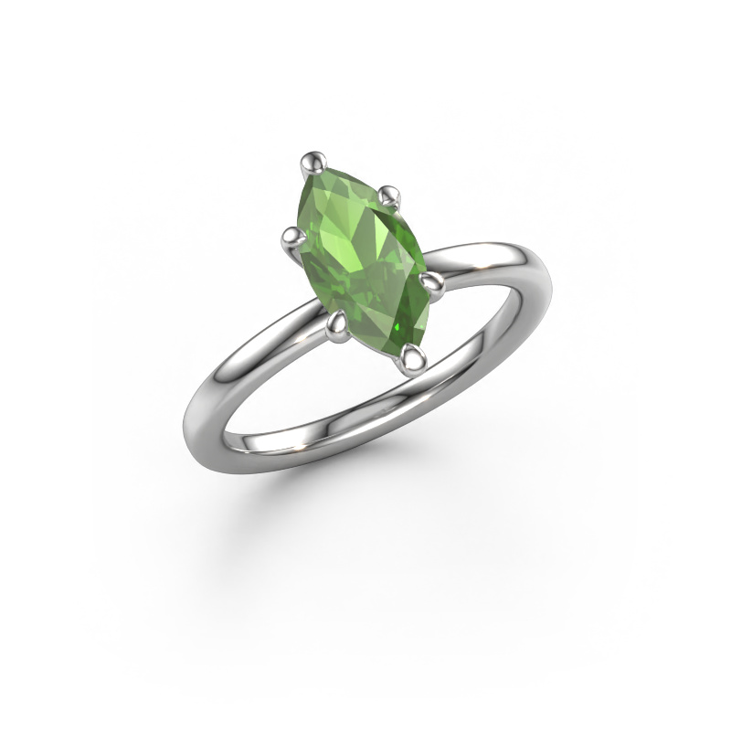 Image of Engagement ring Simone MRQ 1 585 white gold Tourmaline green 11x5.5 mm