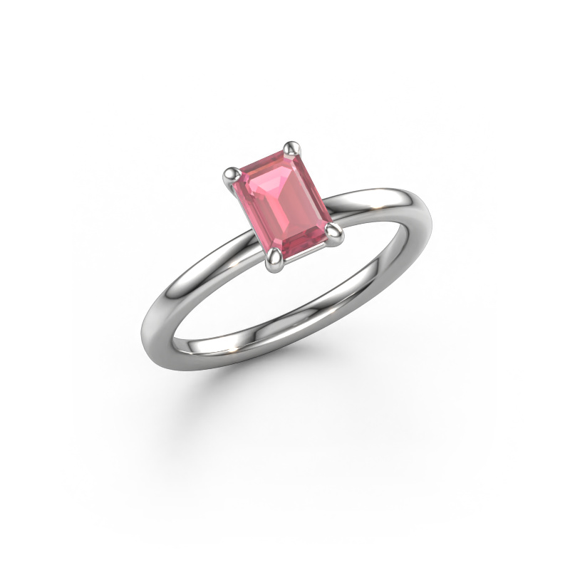 Image of Engagement ring Simone EME 1 585 white gold Tourmaline pink 6.5x4.5 mm