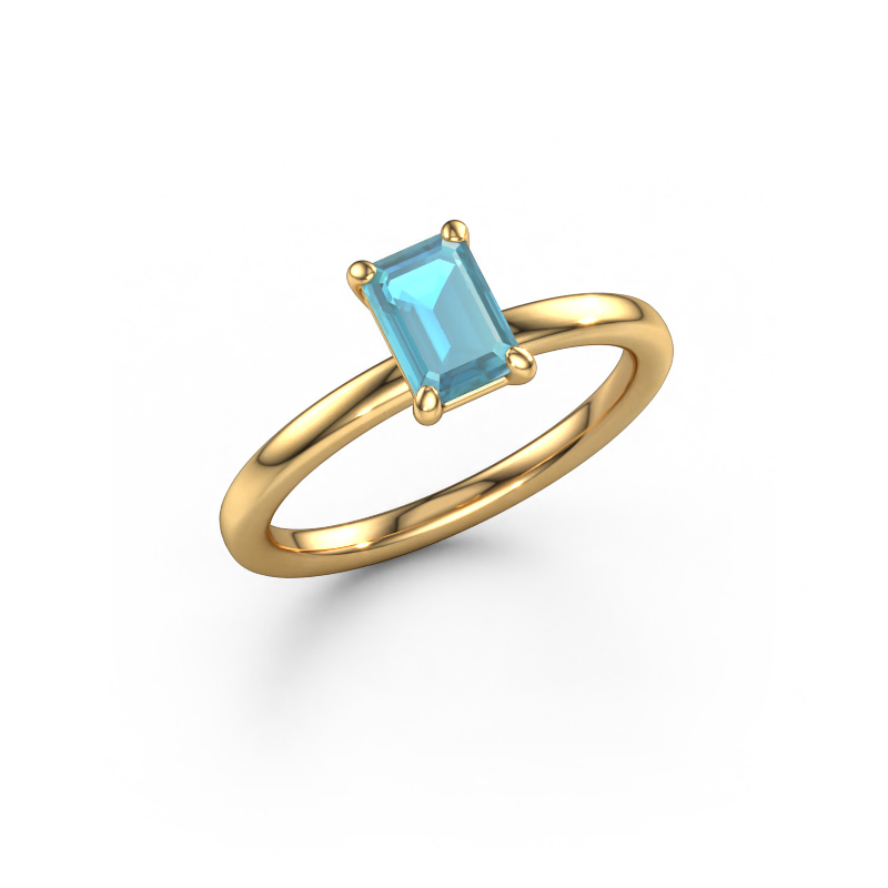 Image de Bague de fiançailles Simone EME 1 585 or jaune Topaze bleue 6.5x4.5 mm