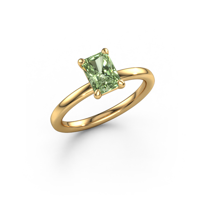 Afbeelding van Verlovingsring Simone RAD 1 585 goud Groene lab grown diamant 7x5 mm