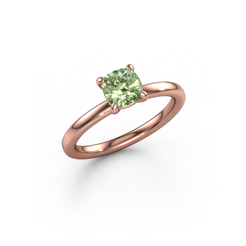 Afbeelding van Verlovingsring Simone CUS 1 585 rosé goud Groene lab grown diamant 5.5 mm