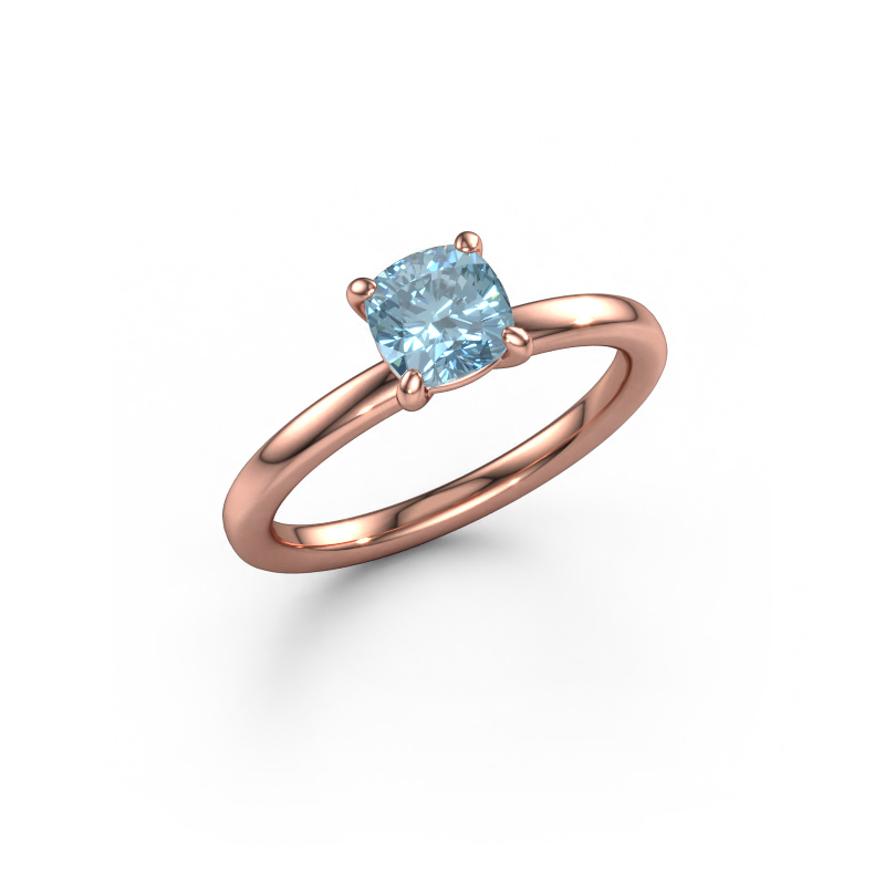 Image of Engagement ring Simone CUS 1 585 rose gold Blue lab grown diamond 5.5 mm
