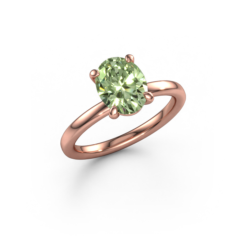 Image of Engagement ring Simone OVL 1 585 rose gold Green lab grown diamond 9x7 mm