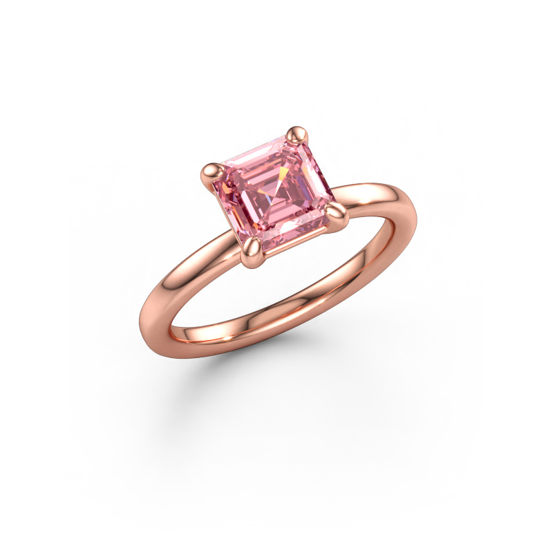 Image of Engagement ring Simone ASC 1 585 rose gold Pink lab grown diamond 6.5 mm