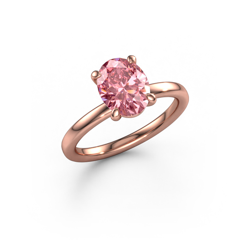 Image of Engagement ring Simone OVL 1 585 rose gold Pink lab grown diamond 9x7 mm