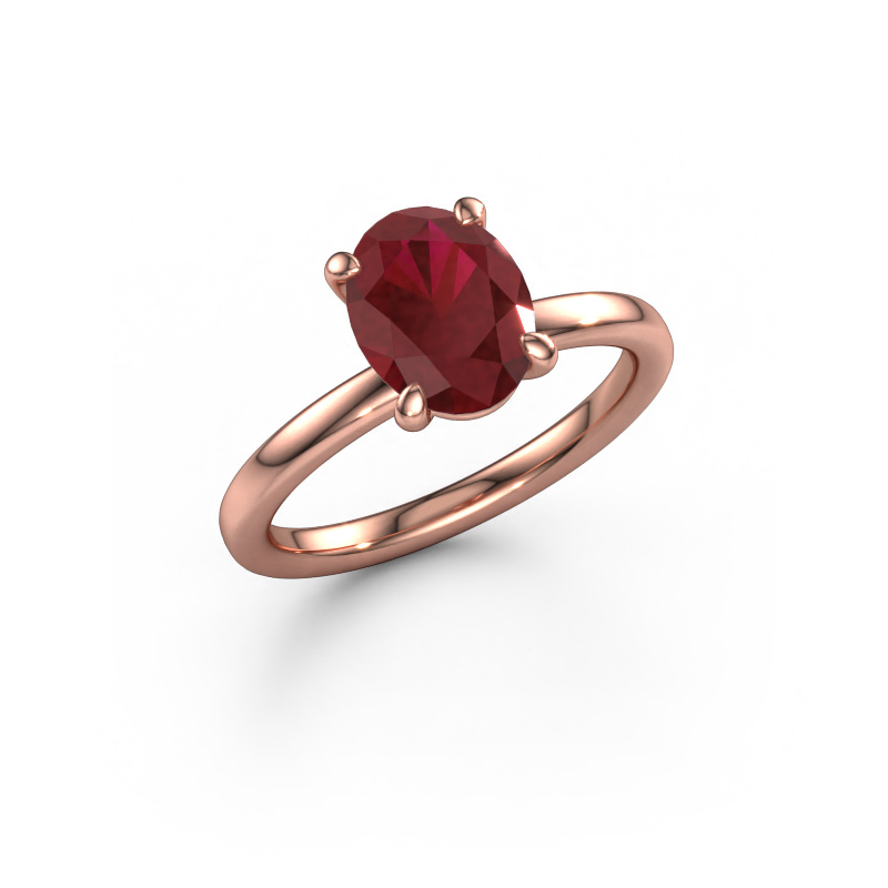 Image of Engagement ring Simone OVL 1 585 rose gold Ruby 9x7 mm