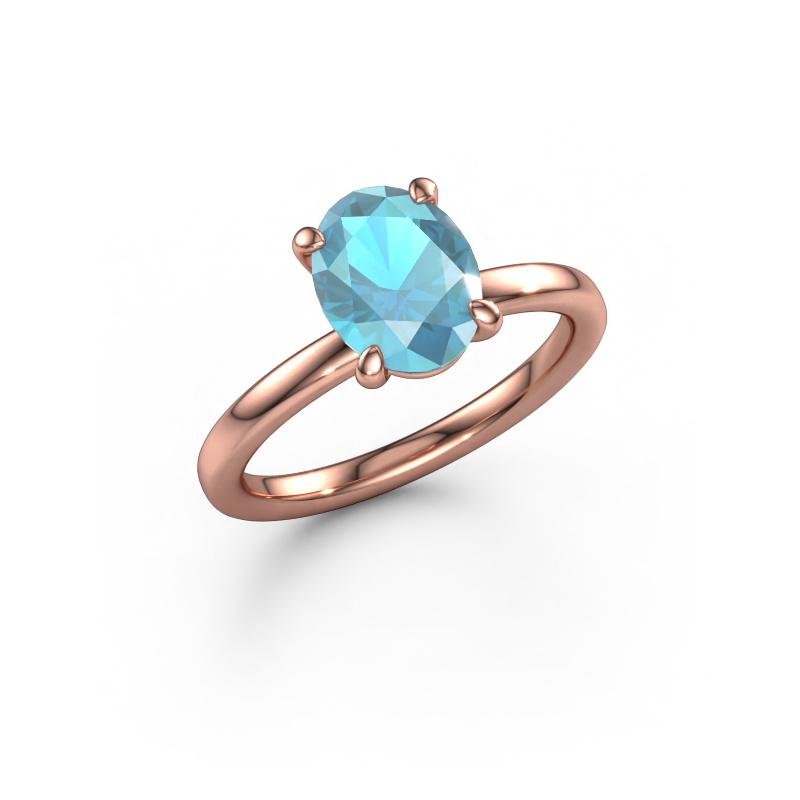 Bild von Verlobungsring Simone OVL 1 585 Roségold Blau Topas 9x7 mm