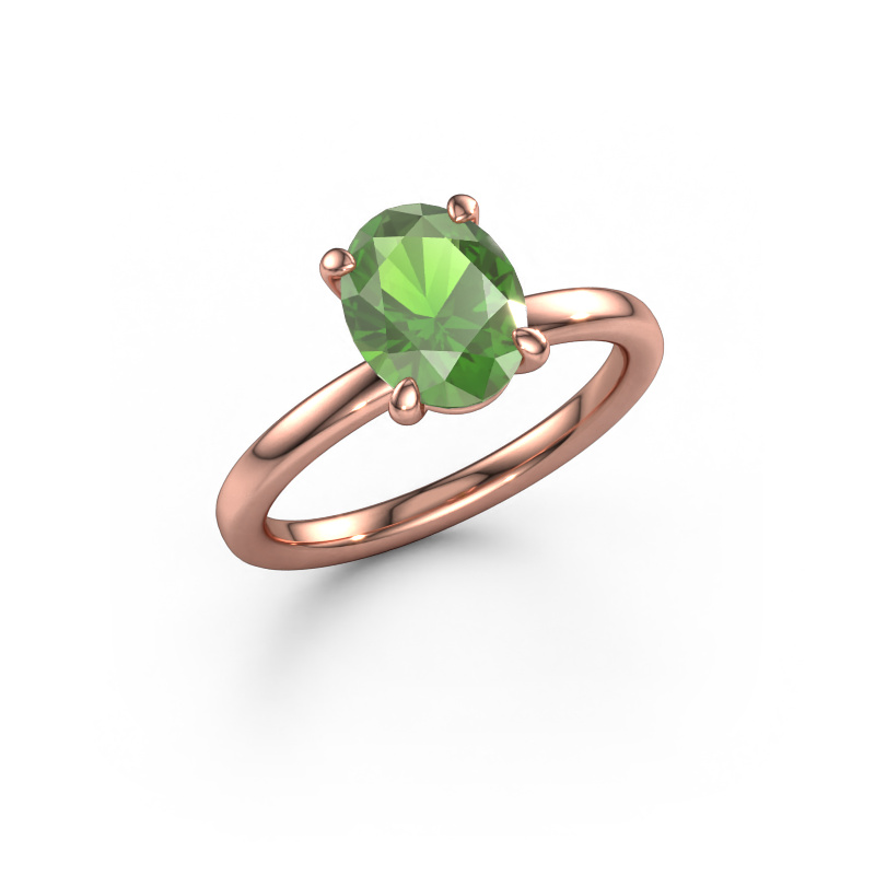 Image de Bague de fiançailles Simone OVL 1 585 or rose Vert tourmaline 9x7 mm