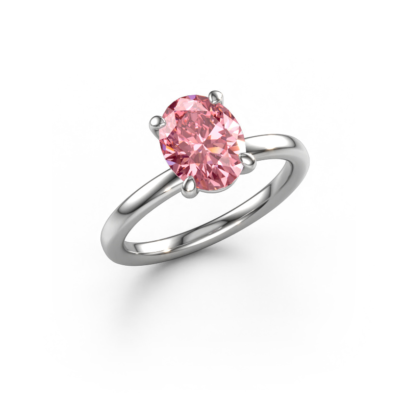 Image of Engagement ring Simone OVL 1 950 platinum Pink lab grown diamond 9x7 mm