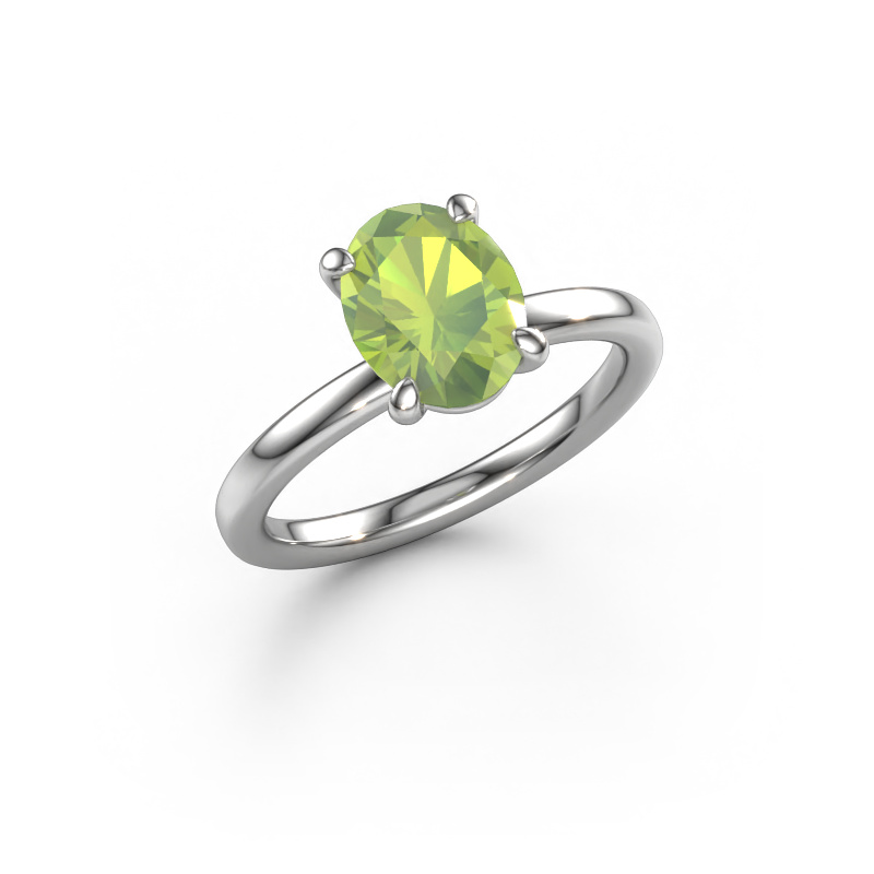 Image of Engagement ring Simone OVL 1 950 platinum Peridot 9x7 mm
