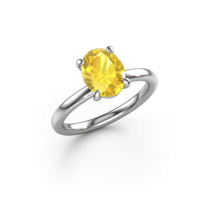 Image of Engagement ring Simone OVL 1 585 white gold Yellow sapphire 9x7 mm
