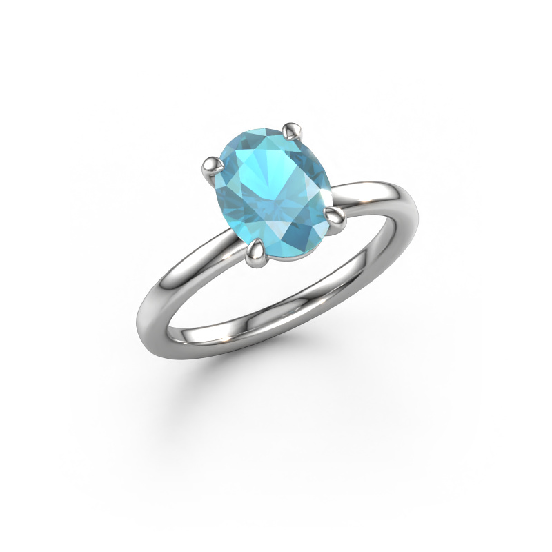 Image of Engagement ring Simone OVL 1 585 white gold Blue topaz 9x7 mm