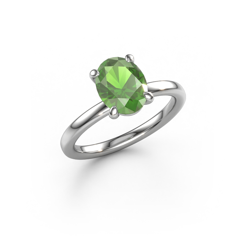 Image of Engagement ring Simone OVL 1 585 white gold Tourmaline green 9x7 mm