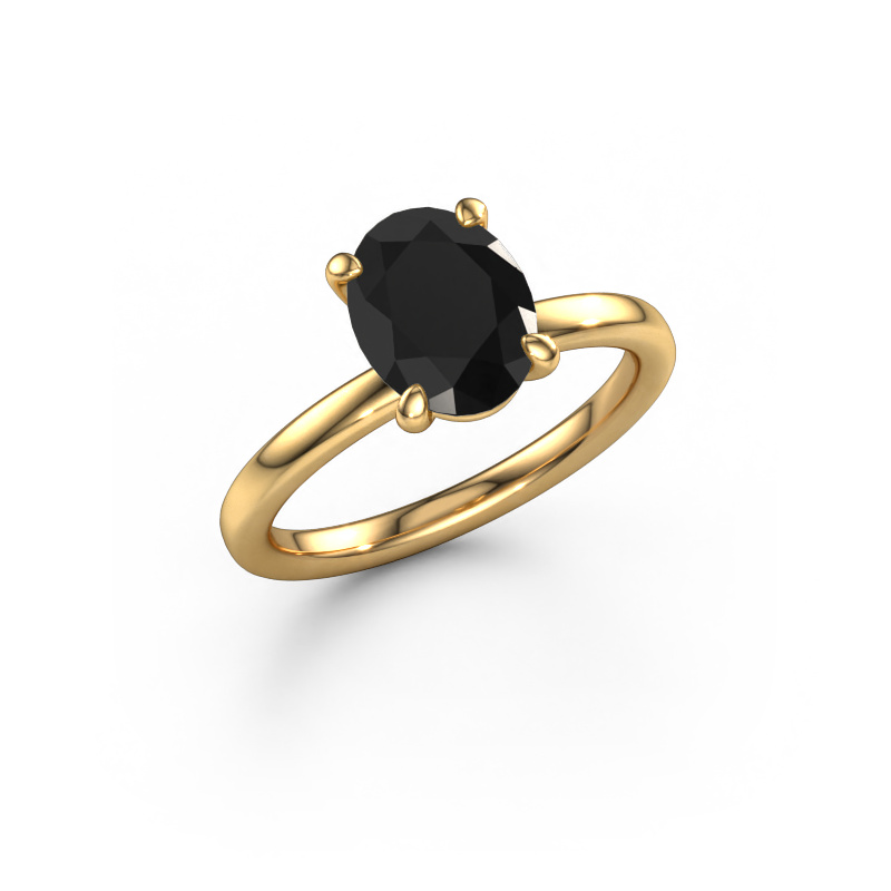 Image de Bague de fiançailles Simone OVL 1 585 or jaune Diamant noir 2.16 crt