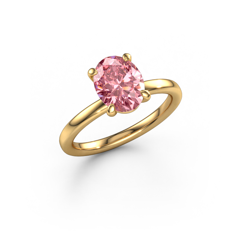 Image of Engagement ring Simone OVL 1 585 gold Pink lab grown diamond 9x7 mm