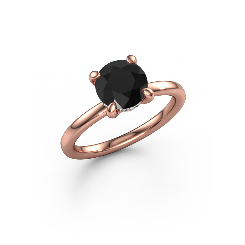 Image of Engagement ring Simone RND 2 585 rose gold Black diamond 1.91 crt