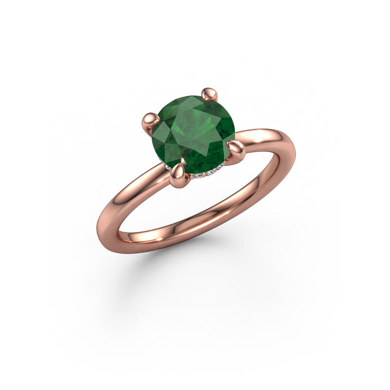 Image of Engagement ring Simone RND 2 585 rose gold Emerald 7.3 mm