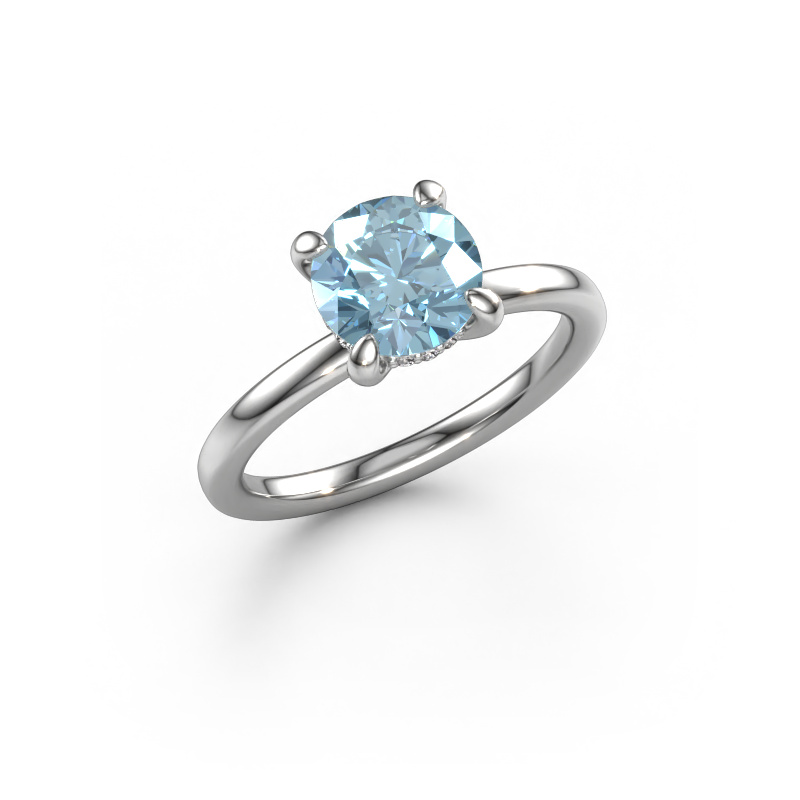 Image of Engagement ring Simone RND 2 585 white gold Blue lab grown diamond 7.3 mm