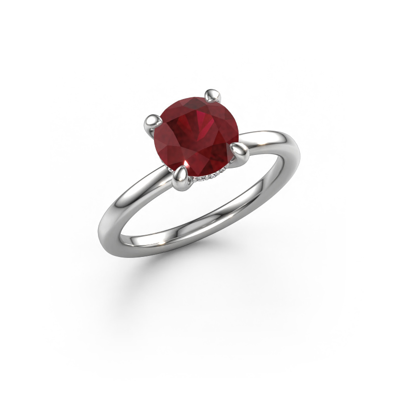 Image of Engagement ring Simone RND 2 585 white gold Ruby 7.3 mm