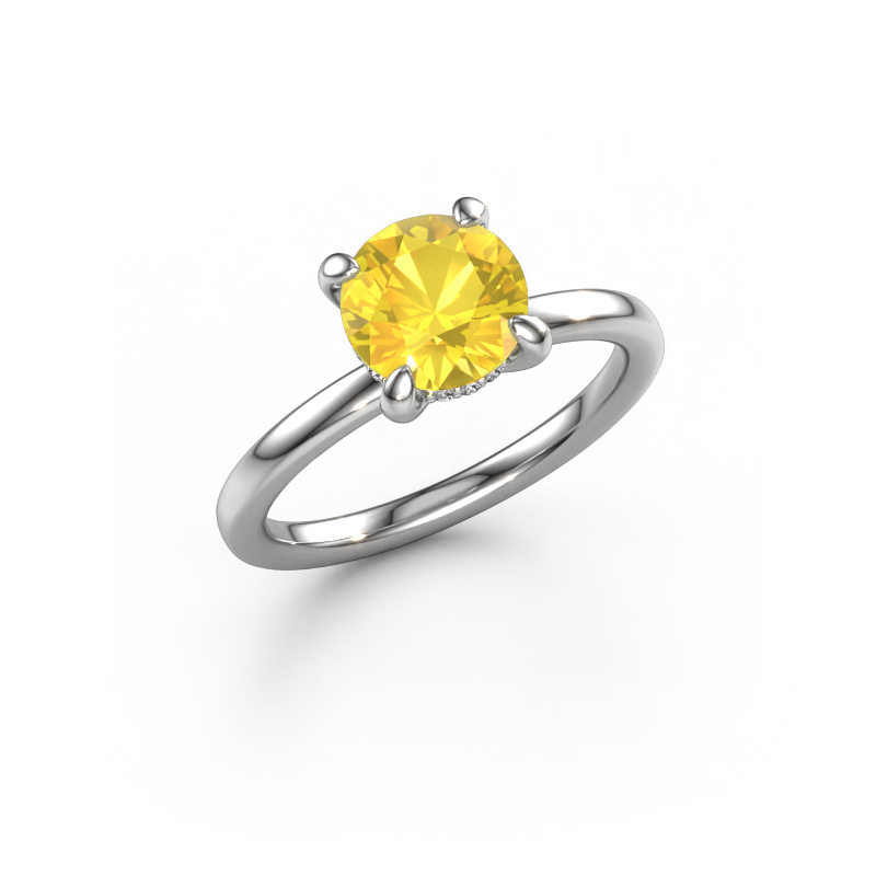 Image of Engagement ring Simone RND 2 950 platinum Yellow sapphire 7.3 mm