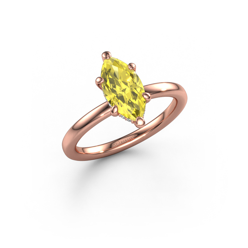 Image de Bague de fiançailles Simone MRQ 2 585 or rose Diamants synthétiques jaune 11x5.5 mm
