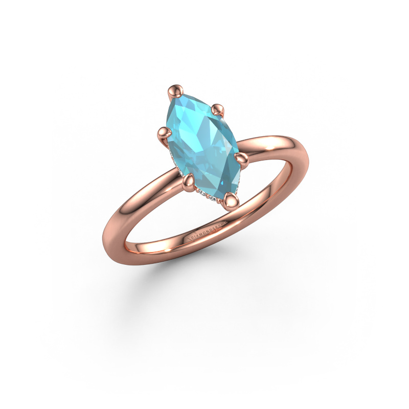 Image of Engagement ring Simone MRQ 2 585 rose gold Blue topaz 11x5.5 mm