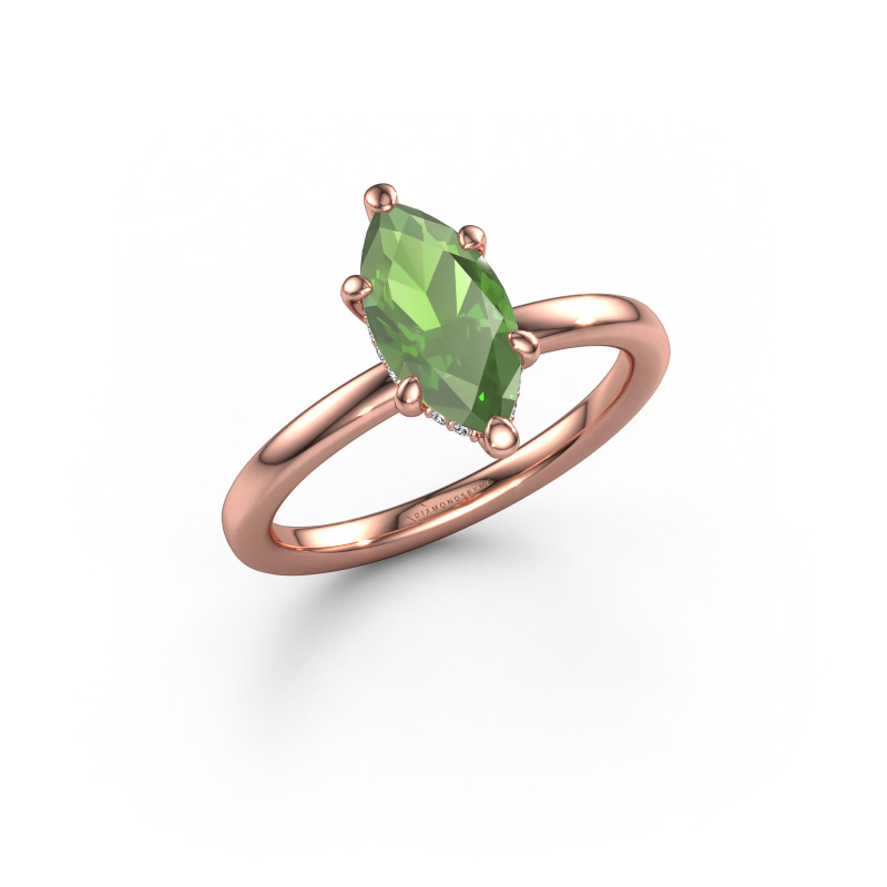 Image de Bague de fiançailles Simone MRQ 2 585 or rose Vert tourmaline 11x5.5 mm