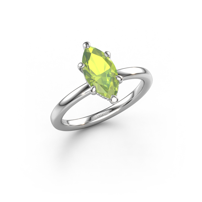 Image of Engagement ring Simone MRQ 2 585 white gold Peridot 11x5.5 mm