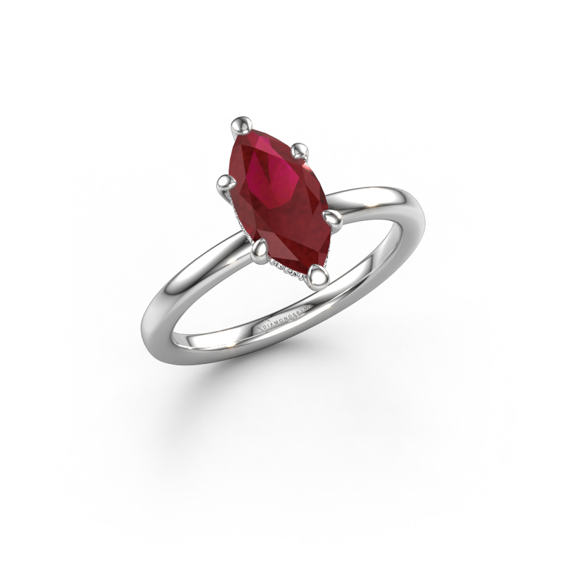 Image of Engagement ring Simone MRQ 2 950 platinum Ruby 11x5.5 mm