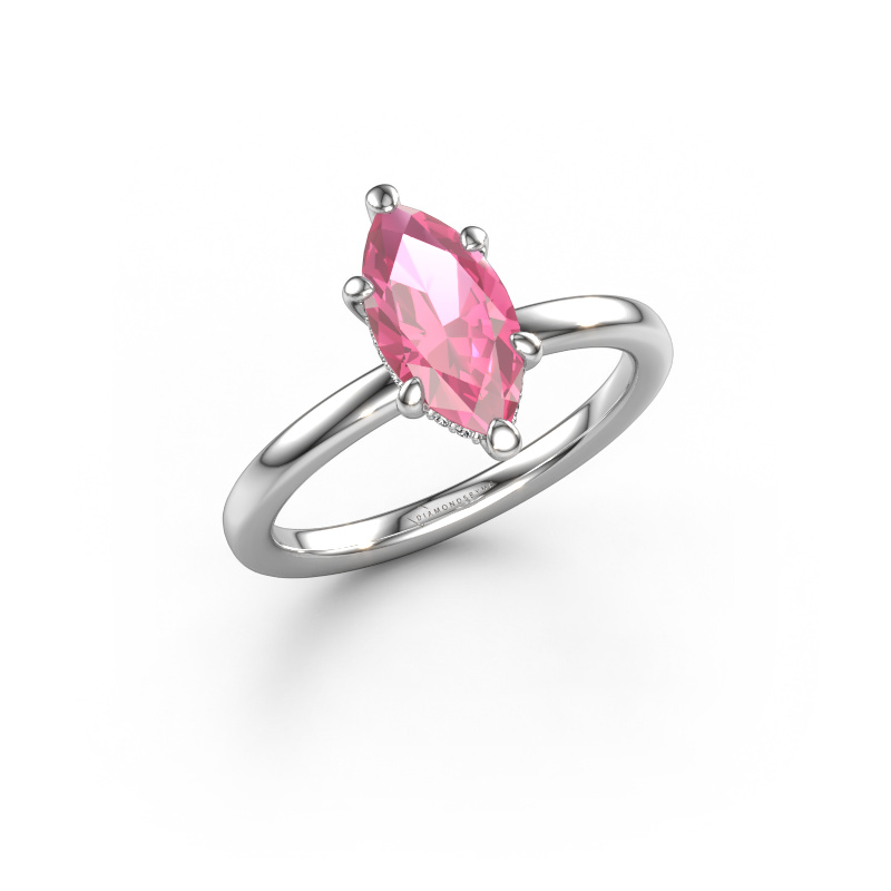 Image of Engagement ring Simone MRQ 2 585 white gold Pink sapphire 11x5.5 mm