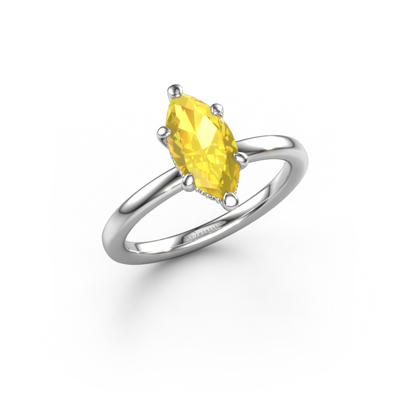 Image of Engagement ring Simone MRQ 2 950 platinum Yellow sapphire 11x5.5 mm