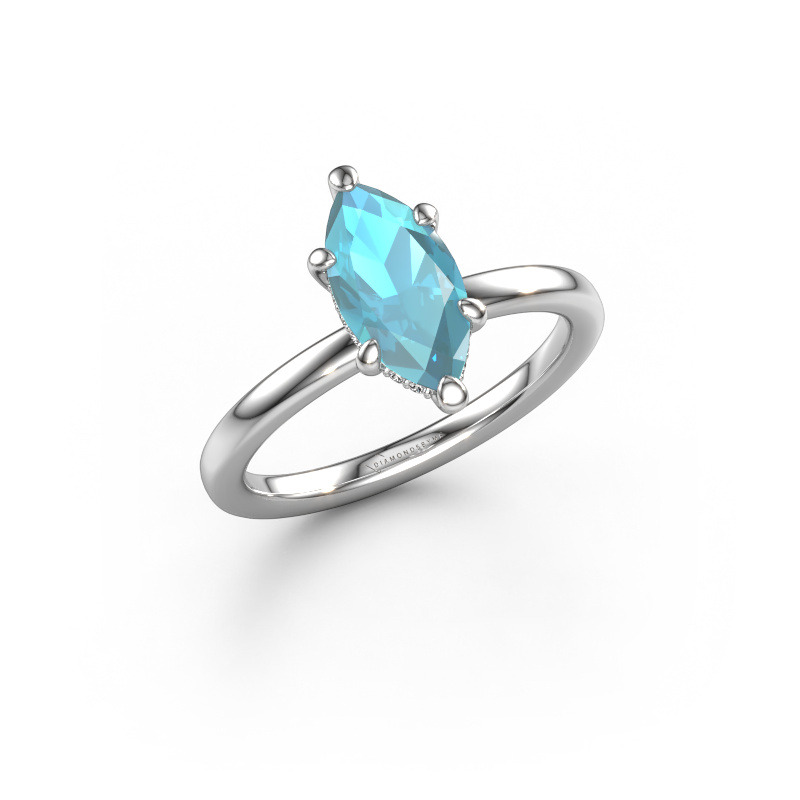 Image of Engagement ring Simone MRQ 2 585 white gold Blue topaz 11x5.5 mm