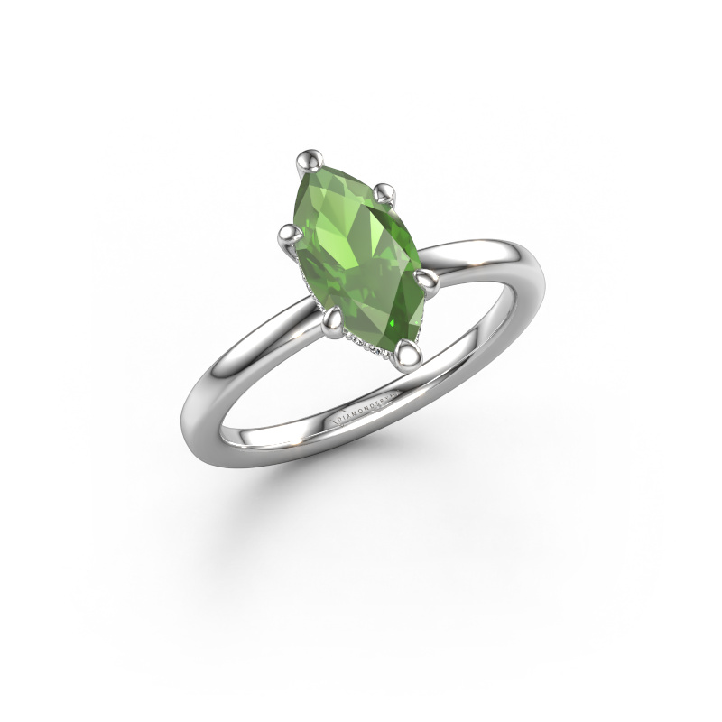 Image of Engagement ring Simone MRQ 2 950 platinum Tourmaline green 11x5.5 mm