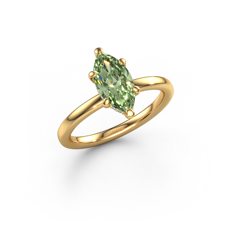 Image de Bague de fiançailles Simone MRQ 2 585 or jaune Diamants synthétiques vert 11x5.5 mm