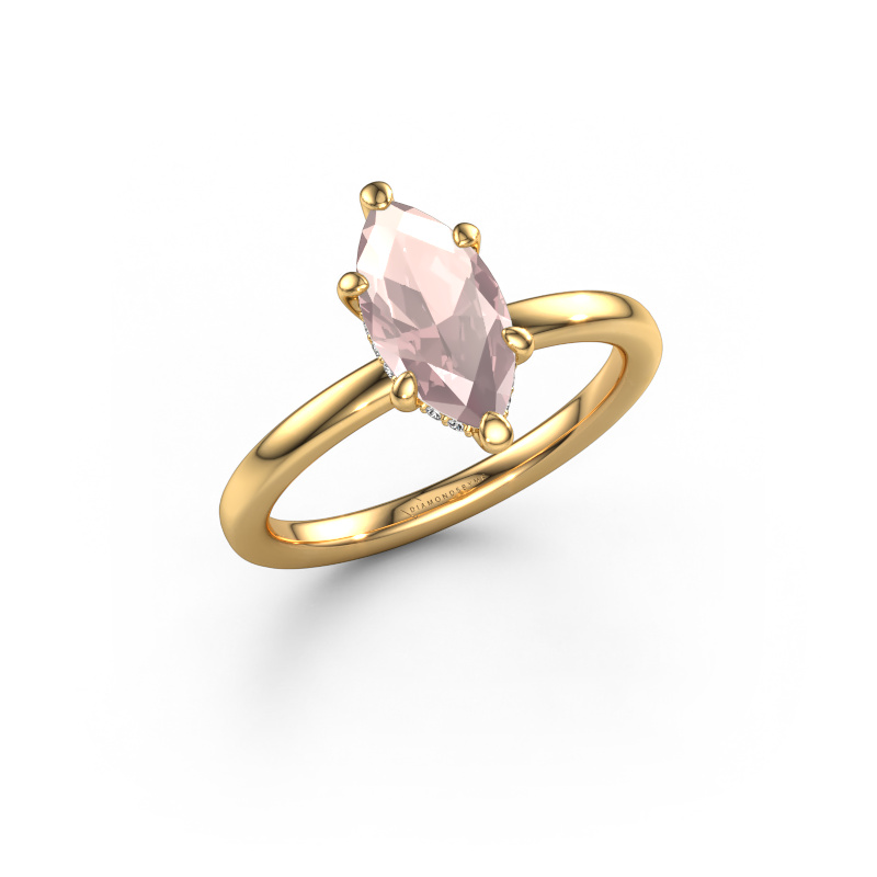Image of Engagement ring Simone MRQ 2 585 gold Morganite champagne 11x5.5 mm