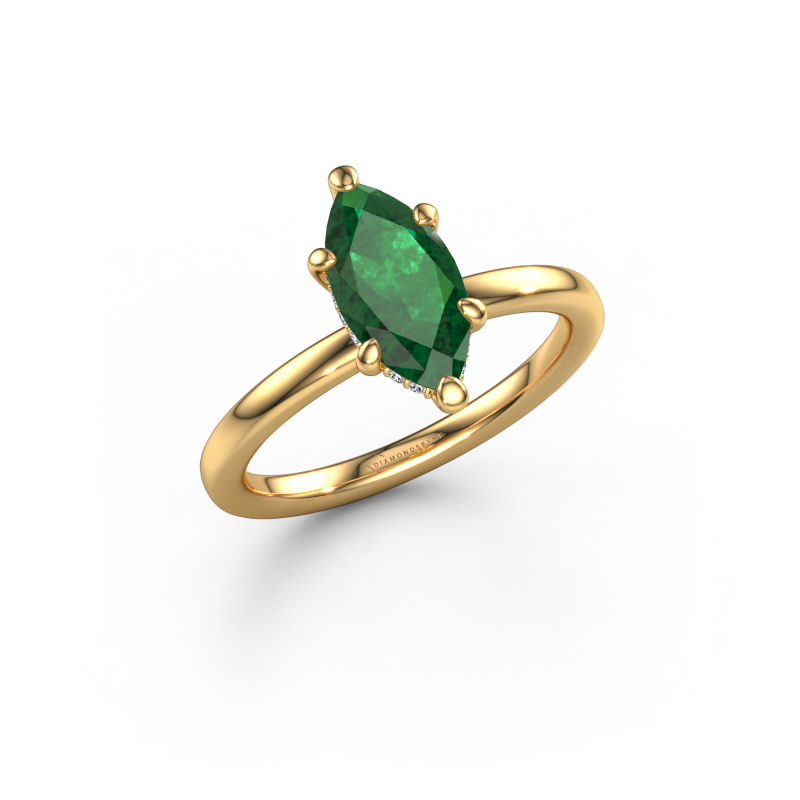 Image of Engagement ring Simone MRQ 2 585 gold Emerald 11x5.5 mm