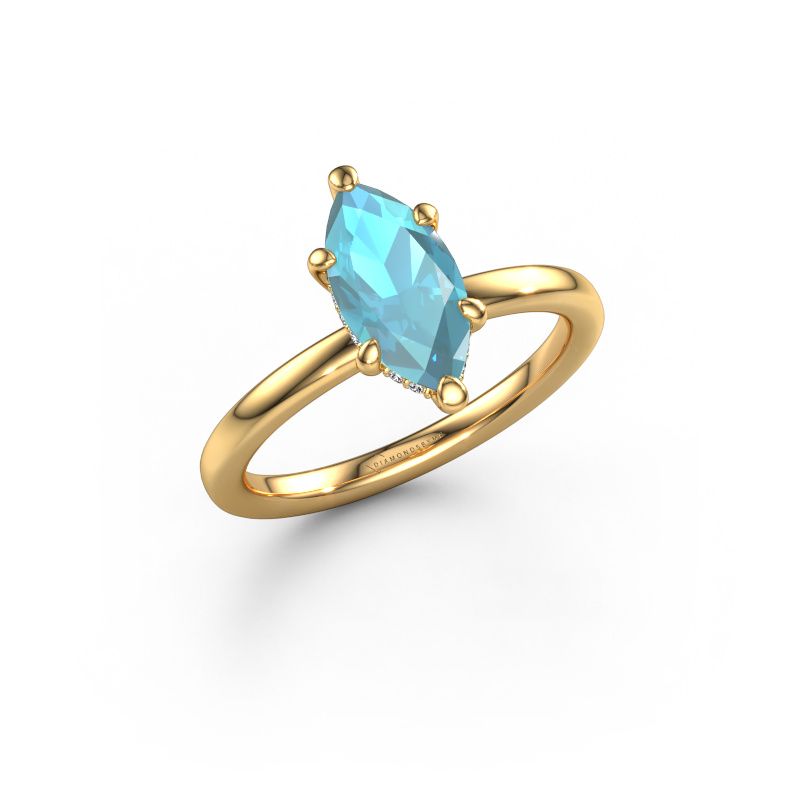 Image of Engagement ring Simone MRQ 2 585 gold Blue topaz 11x5.5 mm