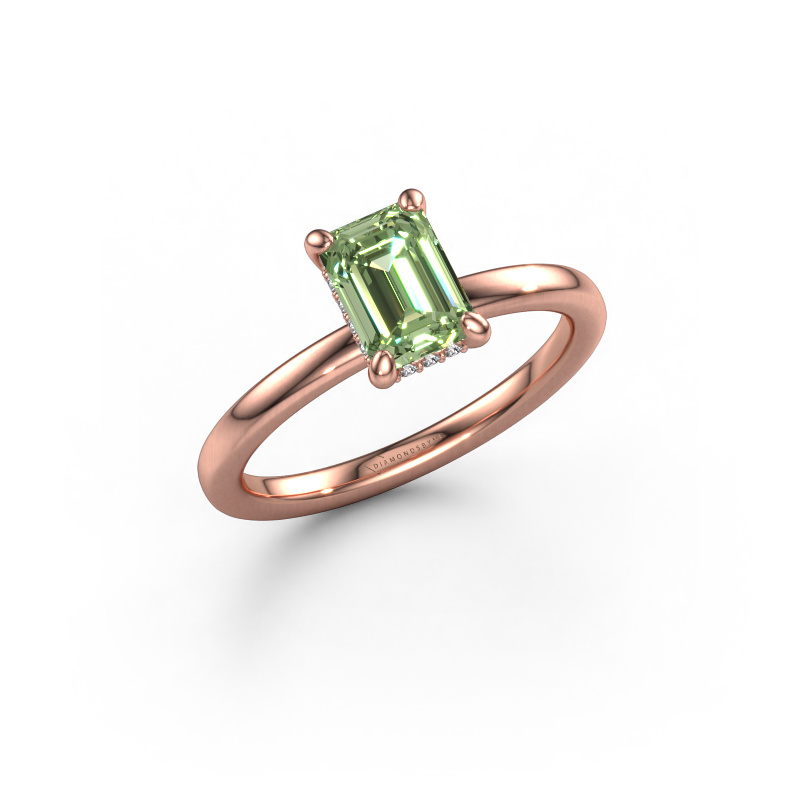 Image of Engagement ring Simone EME 2 585 rose gold Green lab grown diamond 7x5 mm