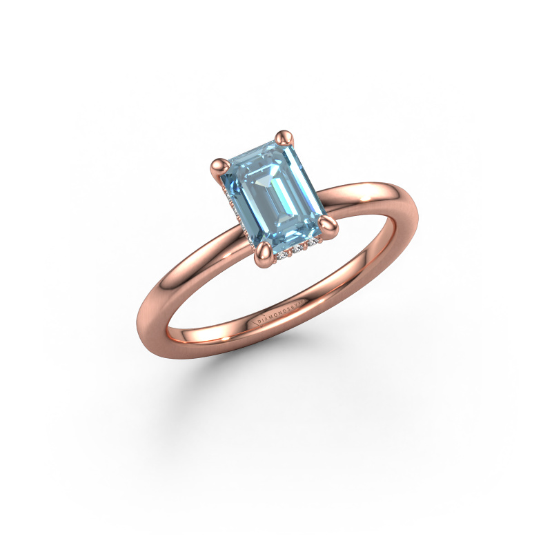 Image of Engagement ring Simone EME 2 585 rose gold Blue lab grown diamond 7x5 mm