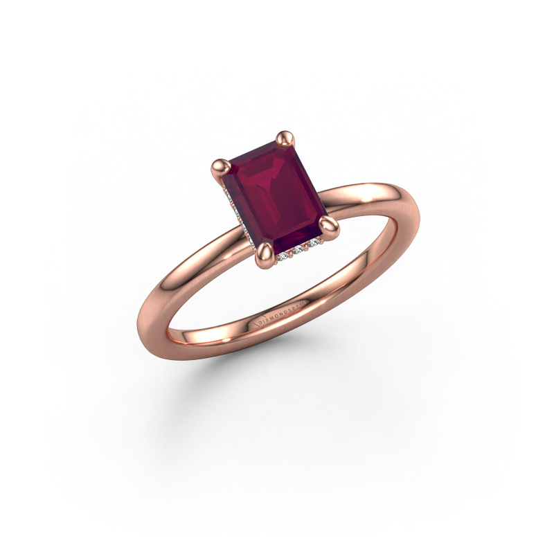 Image of Engagement ring Simone EME 2 585 rose gold Rhodolite 7x5 mm