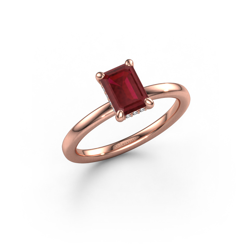 Image of Engagement ring Simone EME 2 585 rose gold Ruby 7x5 mm