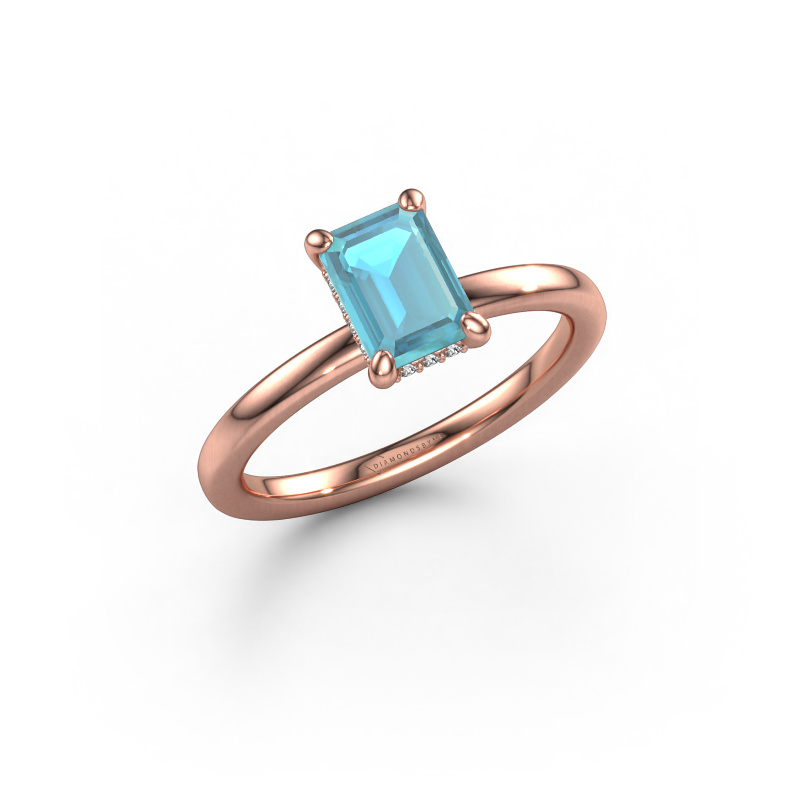 Bild von Verlobungsring Simone EME 2 585 Roségold Blau Topas 7x5 mm