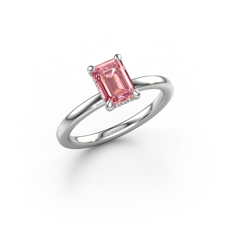Image of Engagement ring Simone EME 2 950 platinum Pink lab grown diamond 7x5 mm