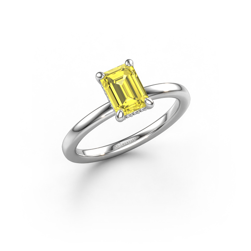 Image of Engagement ring Simone EME 2 950 platinum Yellow lab grown diamond 7x5 mm